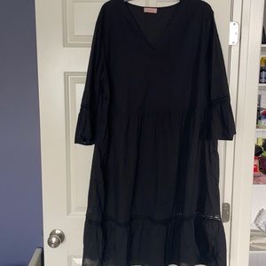 European brand, black dress, light material